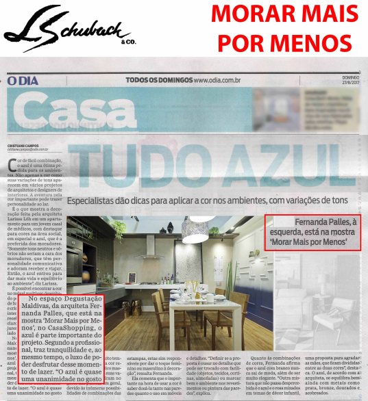 MORAR MAIS POR MENOS no caderno CASA, do jornal O DIA, em 27 de agosto de 2017