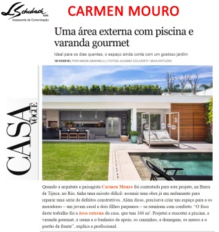 CARMEN MOURO no site da CASA VOGUE postado em 15 de outubro de 2018