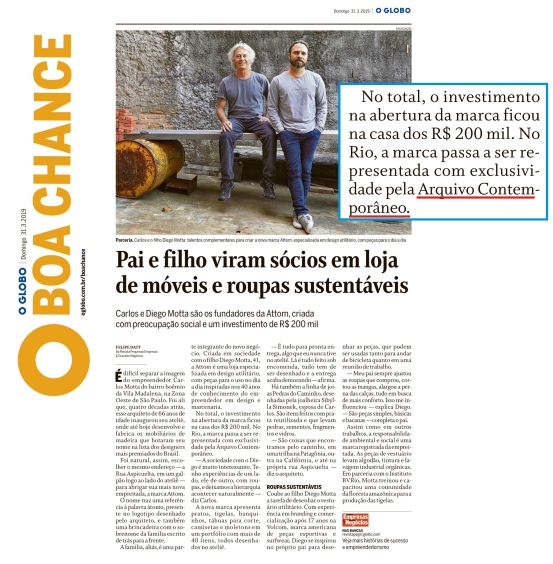 ARQUIVO CONTEMPORÂNEO no BOA CHANCE do jornal O GLOBO de 31 de março de 2019
