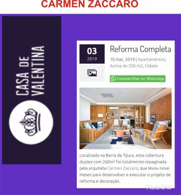 CARMEN ZACCARO no site CASA DE VALENTINA publicado em 11 de março de 2019